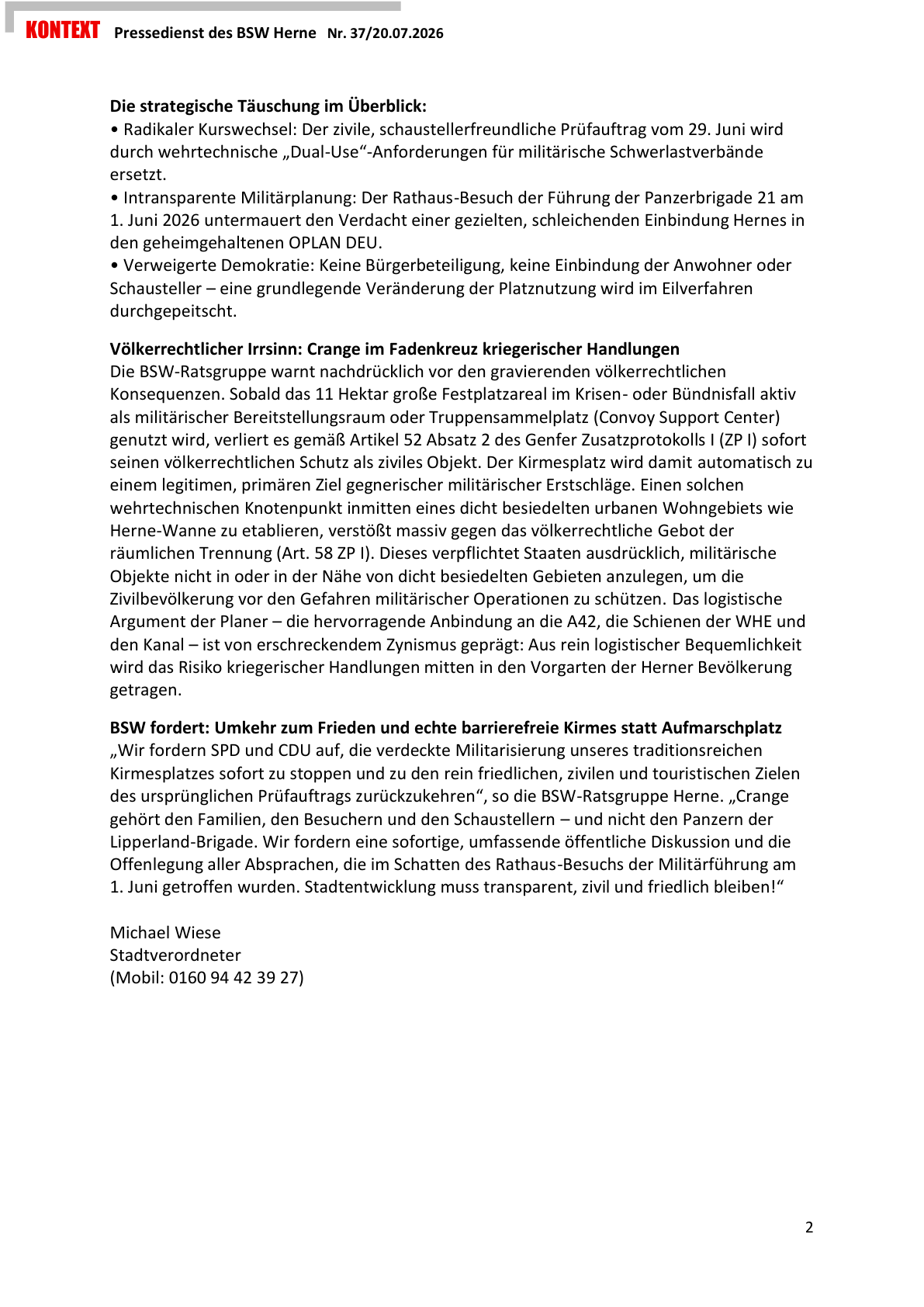 PDF-Seite 2 von KONTEXT Pressedienst Kreisverband Herne Nummer 37