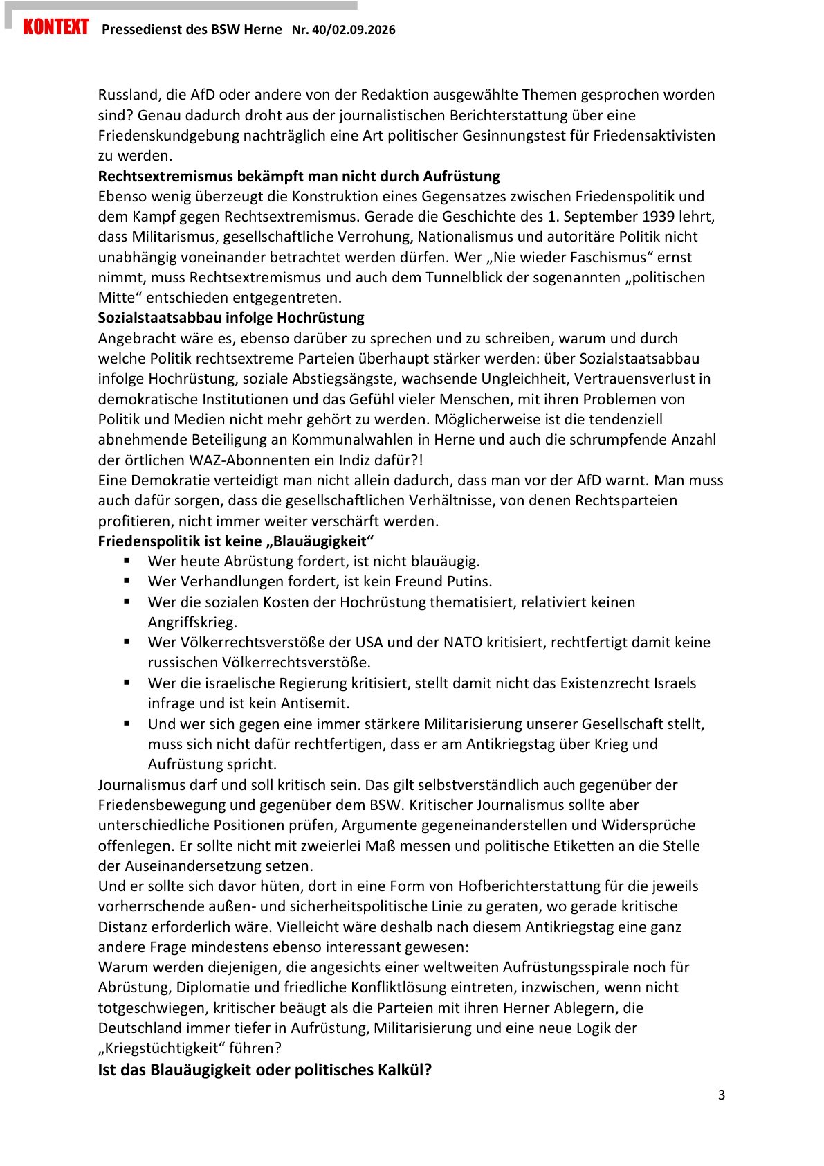 PDF-Seite 3 von KONTEXT Pressedienst Kreisverband Herne Nummer 40