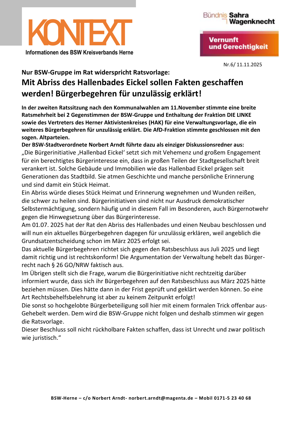 Vorschau der ersten Seite: Bürgerbegehren für unzulässig erklärt!
